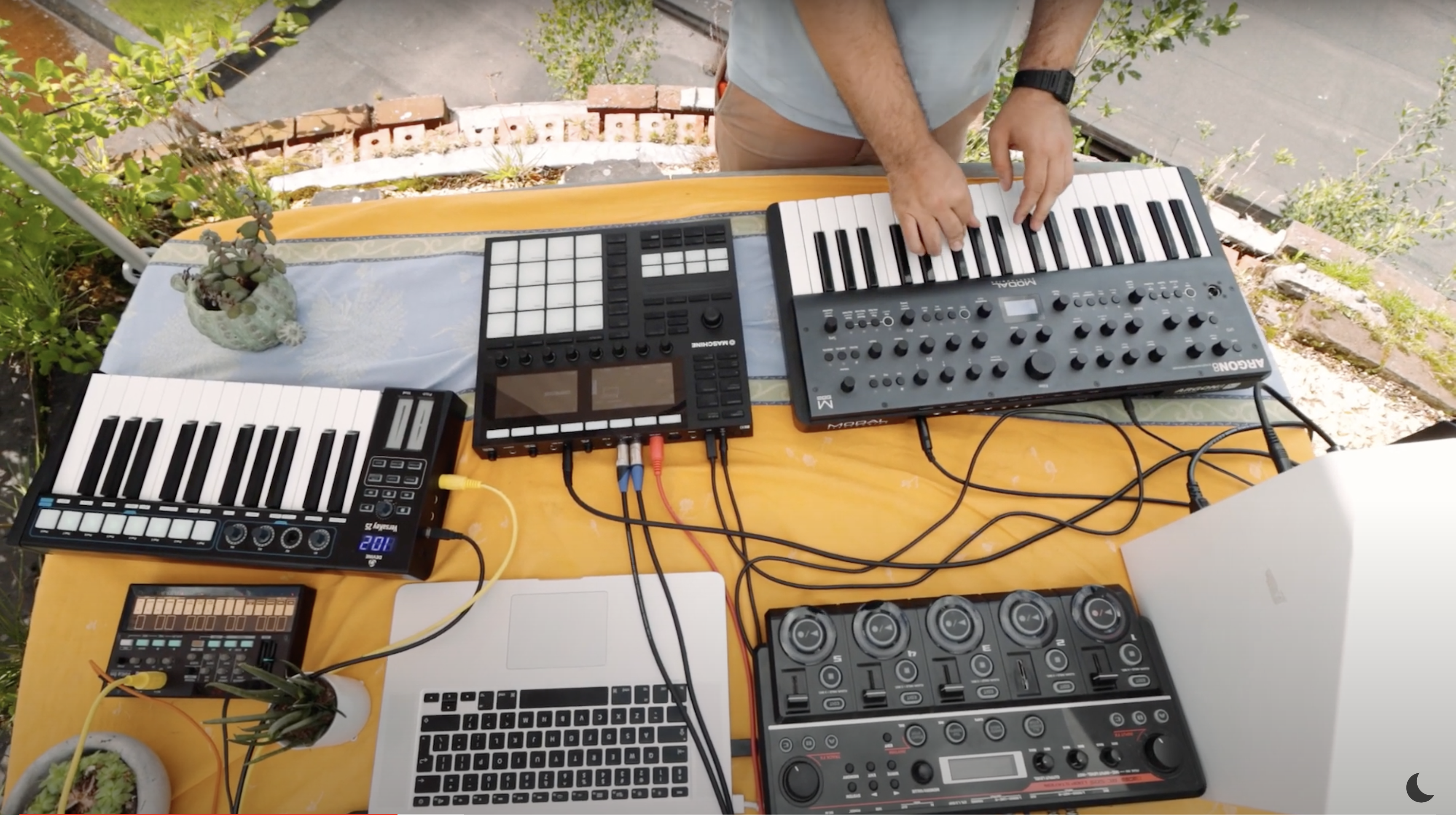 Top view of the setup, including synths, etc.